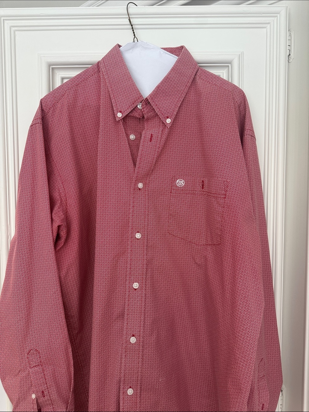 Wrangler Men's Red Button-Down Long Sleeve Shirt